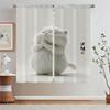 Meditation Cat Curtains for Kitchen Curtains 2 Pieces Window Living Room Curtain Tiebacks Curls Home and Decoration Blind Blinds