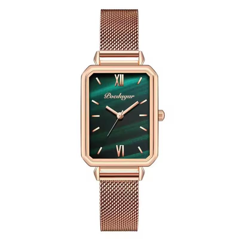POEDAGAR Women Watches Fashion Green Square Leather Quartz Watch Top Brand Luxury Waterproof Ladies Wristwatch Girlfriend Gift