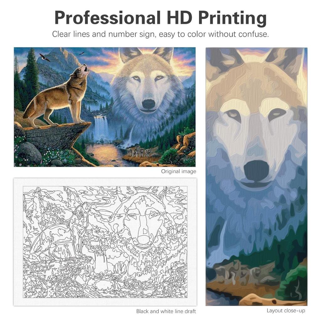 RUOPOTY Diy Painting By Numbers For Adults Starter Kits Wolf Animals Acrylic Paint On Canvas Picture By Numbers Arts 40x50cm