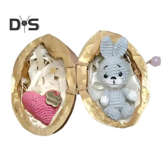 Миниатюрное вязаное крючком животное в скорлупе грецкого ореха, миниатюрный кролик-медведь с сердечком, эмоциональная поддержка, подарок для любителей животных, подруг и женщин