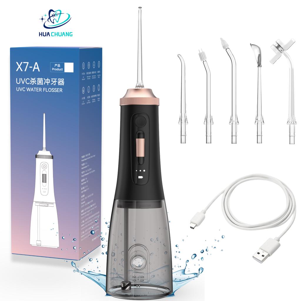 X7 Оральный ирригатор для зубов УФ-ионная нить для чистки зубов IPX7 Водонепроницаемый 4 режима Удаление зубного камня Инструмент для ухода за полостью рта Путешествия
