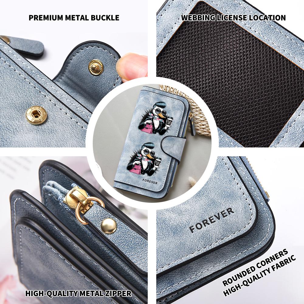 Stylish Duck Print Purse Forever Fashion Ladies Long Wallet Cute Pattern Portable Card Holder