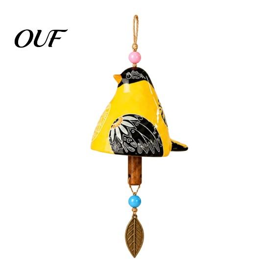 Outdoor Wind Chimes for Garden Bird Chime with Bell, Hand-Painted Resin Hanging Decoration Bell Decor Patio Porch, Yard Art Window Ornament