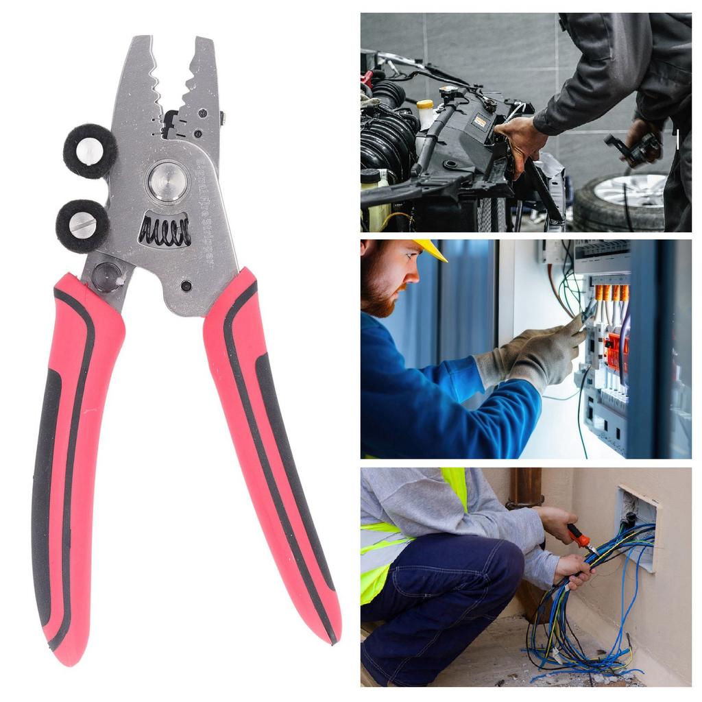 Fiber Optic Stripper Stainless Steel Blade PVC Anti Slip Handle Multifunctional Fiber Wire Cutter Stripping Pliers