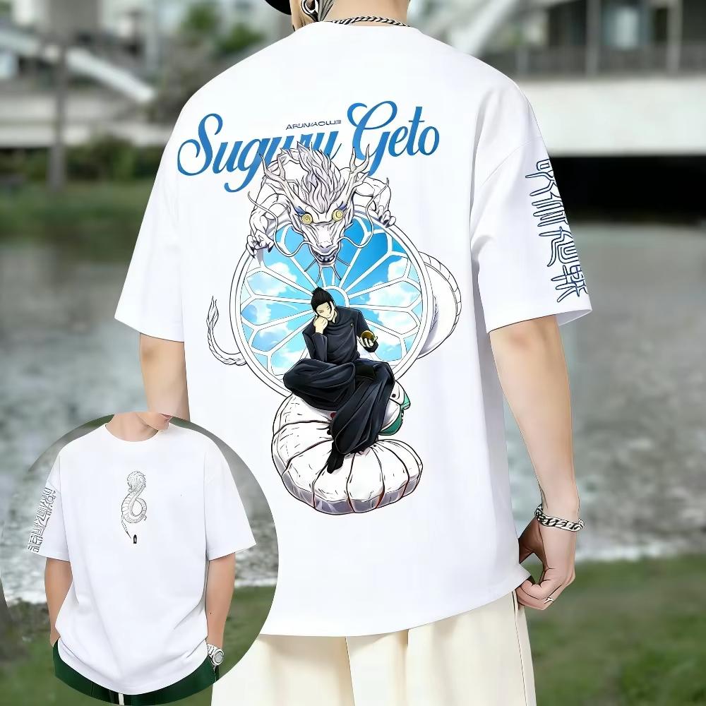 Jujutsu Kaisen Geto Suguru Unisex Pure Cotton T-shirt 2026 Summer Harajuku Anime Print Y2K Hip-hop Short Sleeved Top Streetwear