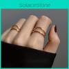 Элегантное кольцо S925 с золотым покрытием, двухслойное, с изогнутой линией, для женщин, регулируемый размер