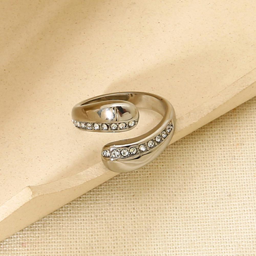 Кольцо из нержавеющей стали с покрытием из 18-каратного золота, в форме капли, с бриллиантовой перекрестной вставкой, водонепроницаемое и не меняющее цвет