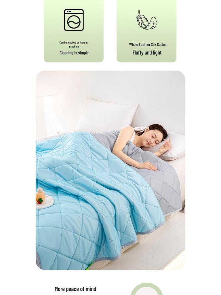 Летнее одеяло из охлаждающего шелка - Однотонное одеяло из ледяного шелка для кондиционирования воздуха для детей, Тонкое и освежающее одеяло, Идеальный летний подарок