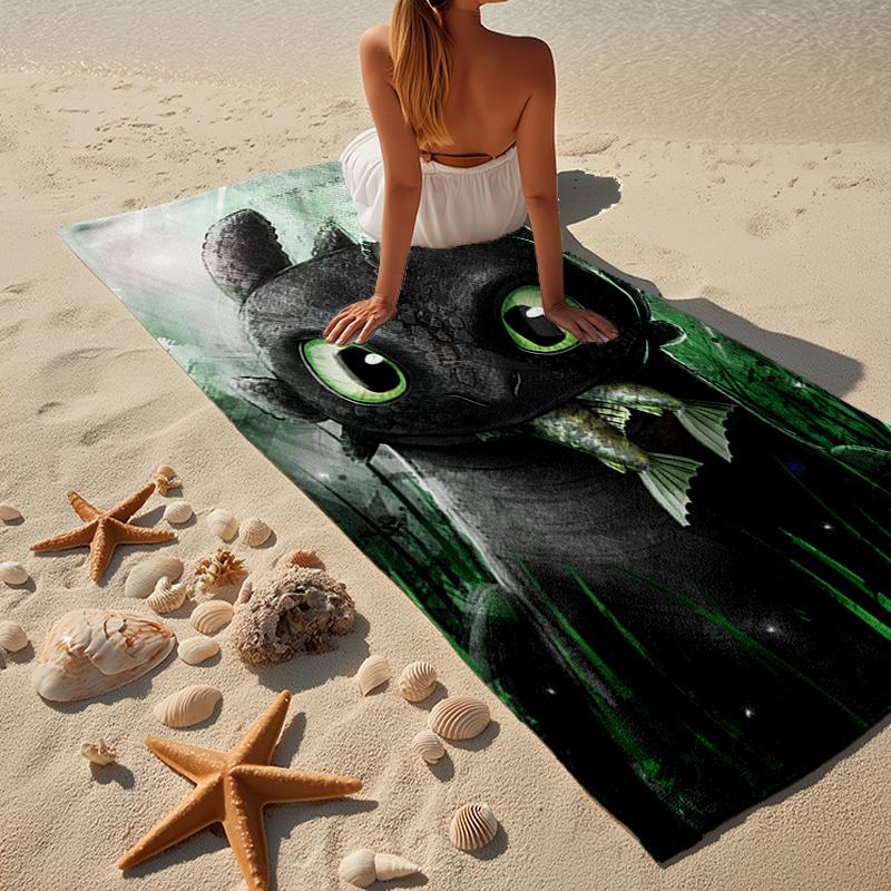 Dragon's Glimmering Fish Beach Towel, Super Soft Microfiber, Gift for Her/Him, Birthday, for Pool, Beach, Travel, Home Decor Fan gifts