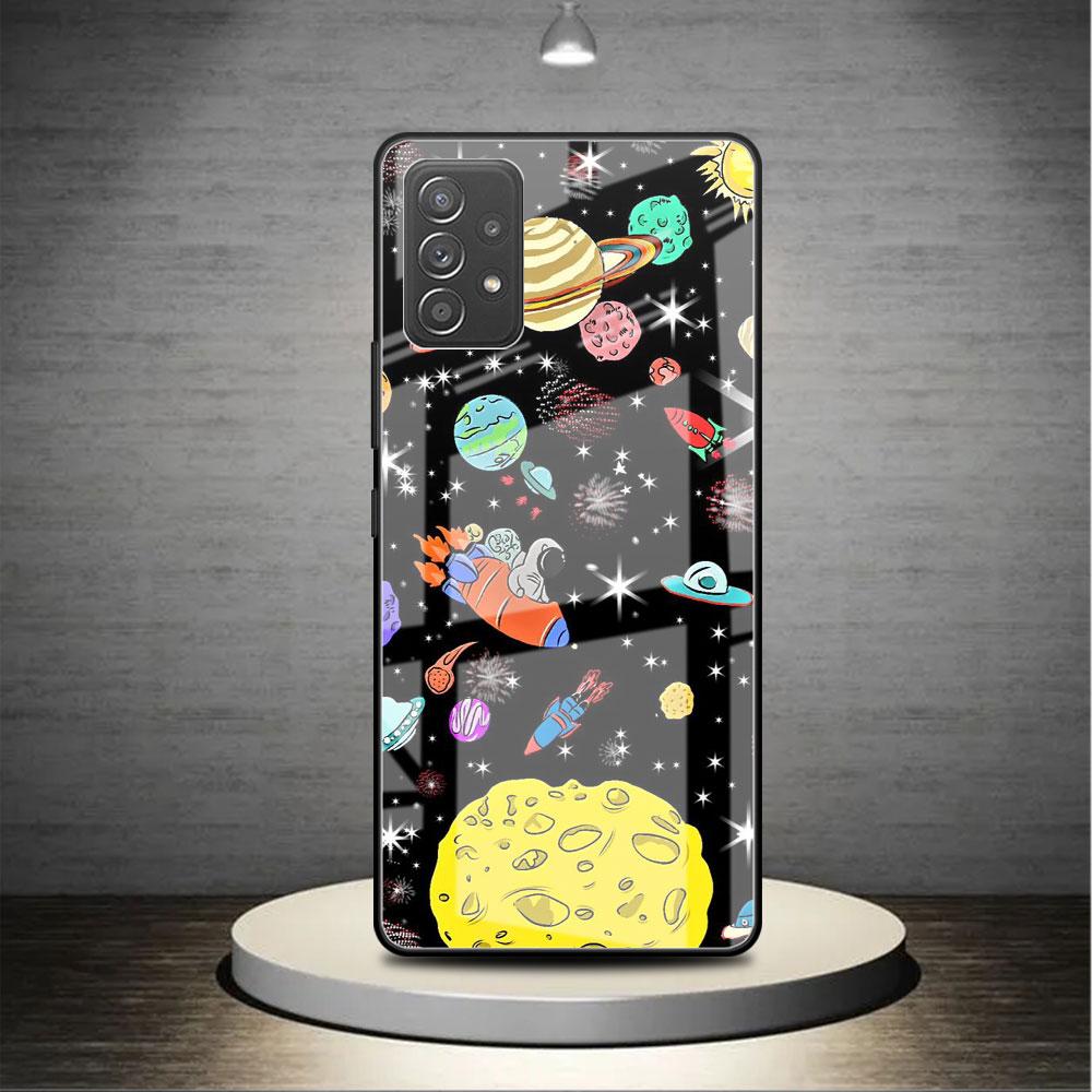 Стеклянный чехол для Samsung Galaxy A52 A71 A50 A51 A70 A21s A31 A72 A10 A12 A30 A22 5G чехол для телефона астронавт космический корабль