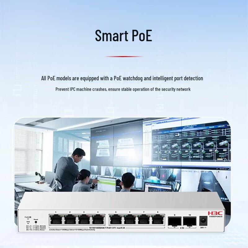 H3C S1650-8FP2NS-EI Layer 2 Managed PoE Network Switch