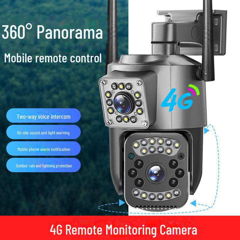 V380 Двойной экран 4G Беспроводная наружная интеллектуальная бинокулярная камера с удаленным мобильным доступом