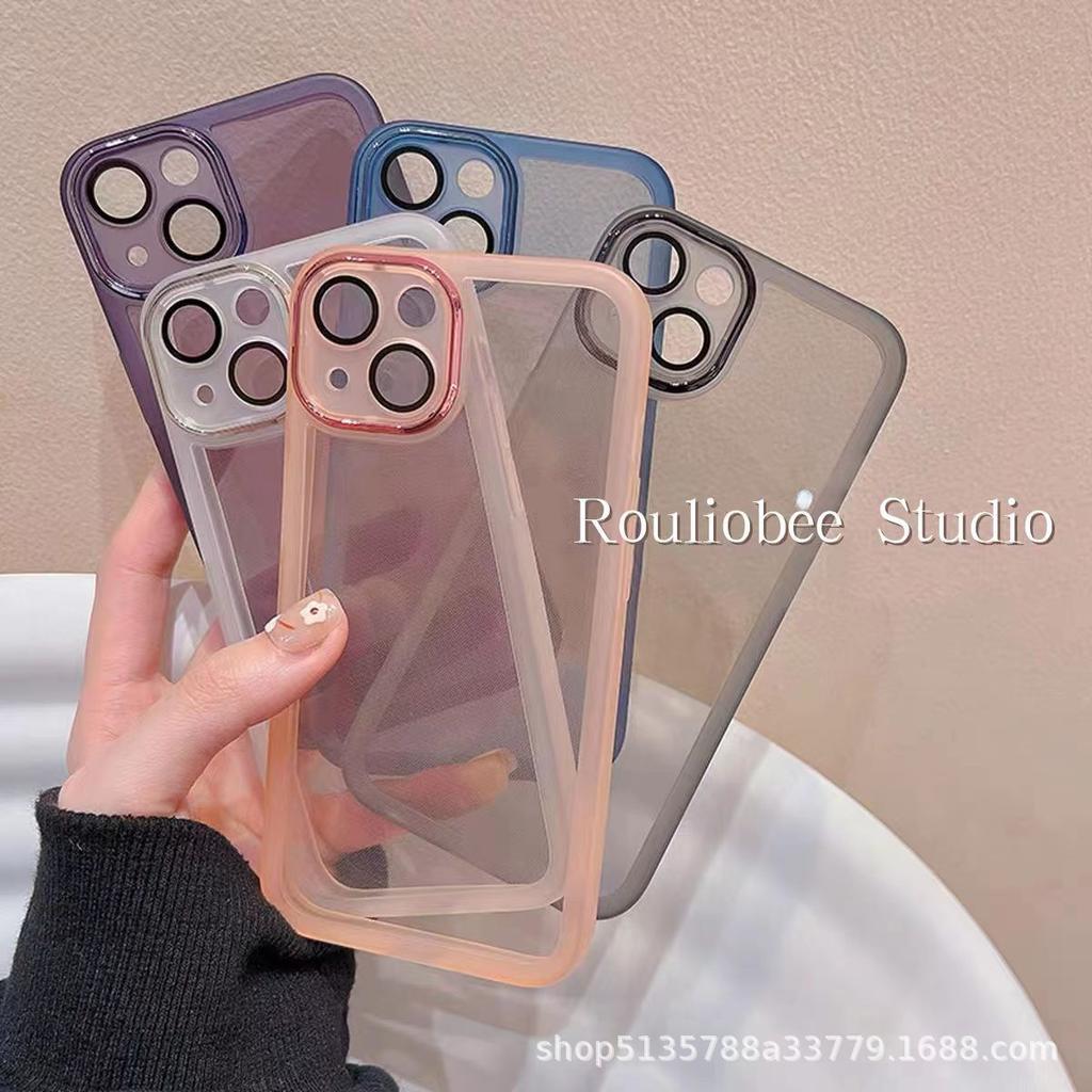 Apple 14 Phone Case iPhone 16 Pro Max with Built-in Lens Protector Transparent 15/13 XS/XR/7P Anti-Fingerprint