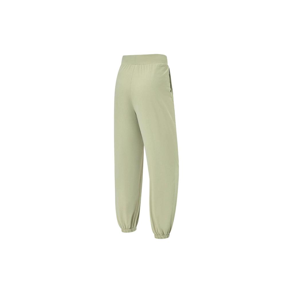 Li Ning Женская фитнес-серия UPF 50+ Однотонные светоотражающие спортивные брюки с эластичным поясом и манжетами Женские брюки Елово-зеленый AKLT542-8