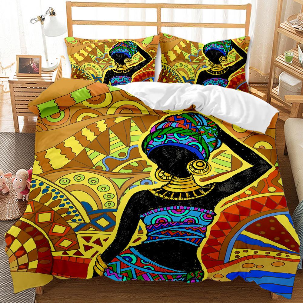 Пододеяльник из микрофибры в африканском стиле, комплект постельного белья в этническом африканском стиле, пододеяльник в афроамериканском стиле, оранжевый, в стиле древней пустыни
