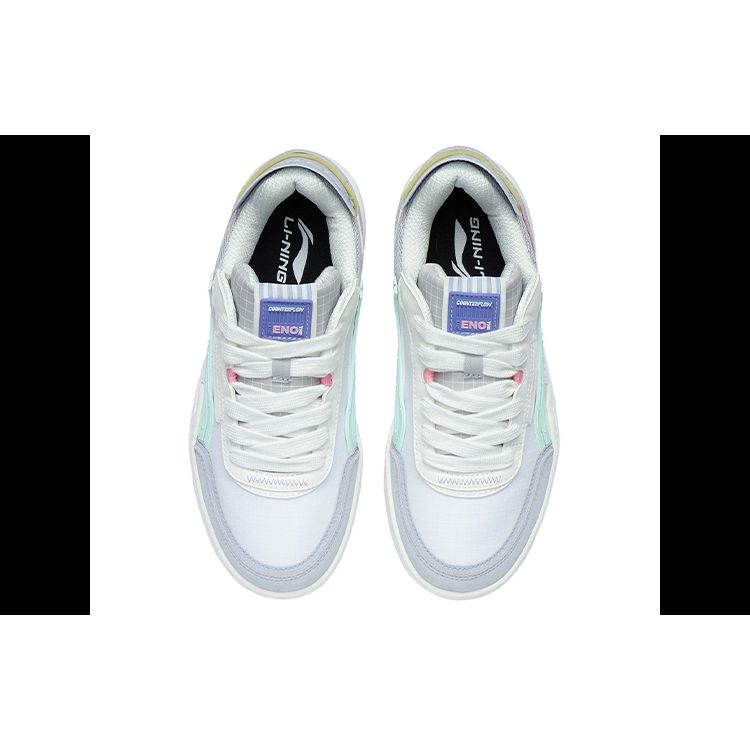 Кроссовки женские Li Ning CF Suede Fabric Synthetic Leather Non-Slip Lightweight с низким верхом для скейтбординга Blue White AGCR300-1