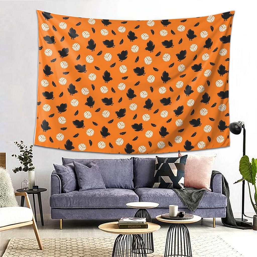 Haikyuu Karasuno Volley Crows Tapestry Wall Hanging Aesthetic Home Decor Tapestries for Living Room Bedroom
