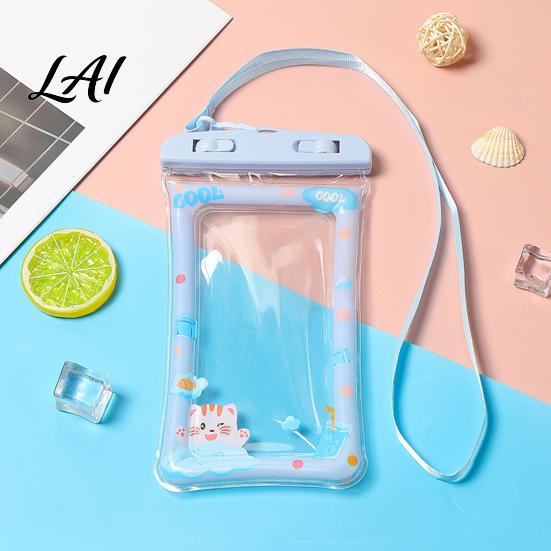 Waterproof Phone Holder with Lanyard Cute Pouch Floating Airbag And Lanyard Clear PVC Cellphone Dry Bag for Swimming Beach Rafting Protection