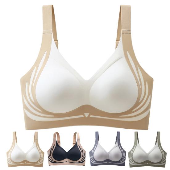 Lady Bra Seamless Thin Push-up 3D Full Cup Wide Shoulder Strap Anti-Sagging