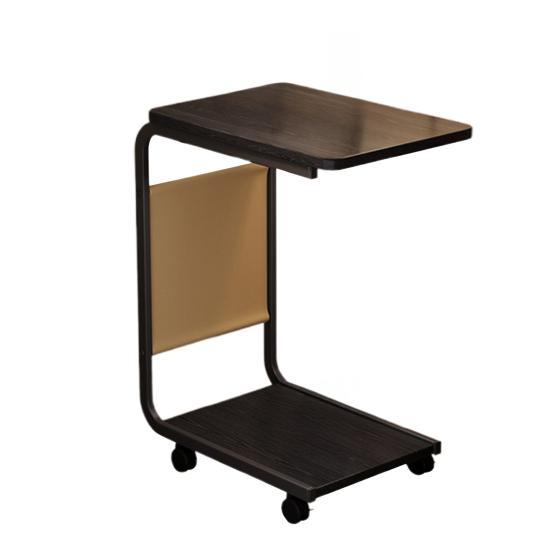 Двухуровневый приставной столик C-образной формы, перекатывающийся маленький кофейный столик с деревянной столешницей и металлическим каркасом, угловой столик для гостиной, спальни, прикроватная тумбочка, письменный стол на колесиках