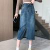 2025 Большие размеры Новые весенние эластичные джинсовые юбки А-силуэта Модная свободная юбка с высокой талией Винтаж Макси