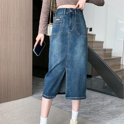 2025 Большие размеры Новые весенние эластичные джинсовые юбки А-силуэта Модная свободная юбка с высокой талией Винтаж Макси