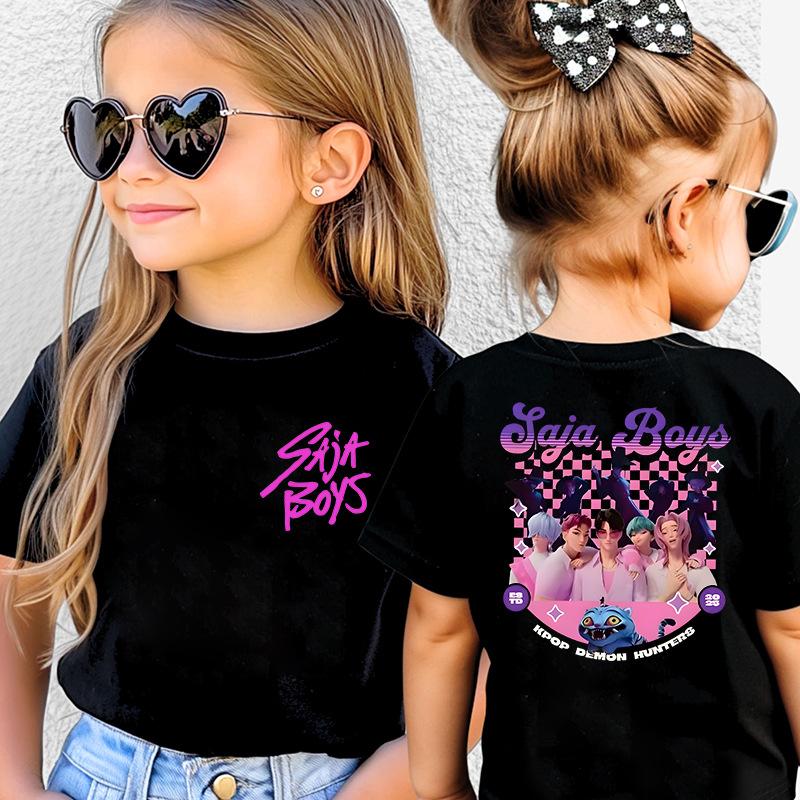 KPop Охотники на демонов Детская одежда Летняя Мультяшный Derpy Тигр Одежда Модная Футболка для Мальчиков Детская Футболка Топ