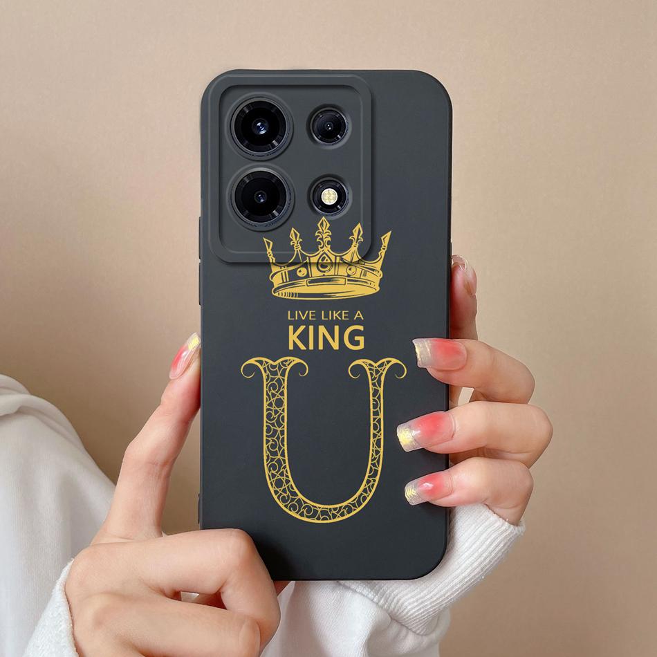 Для Infinix Note 30 Pro Vip 30i Чехол Корона 26 Букв Улучшенная Защита Камеры Мягкий Чехол из Жидкого Силикона Для Infinix Note30 30Pro