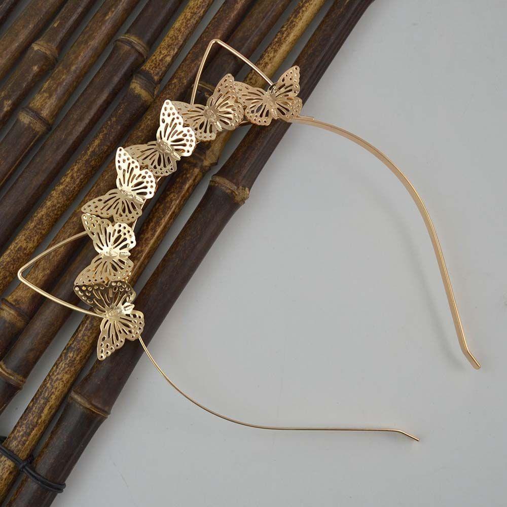 Gold Fashion Party Women Cat Ear Zinc Zinc Alloy Leaf Girl Hair Hoop Headband Tiara Hairband