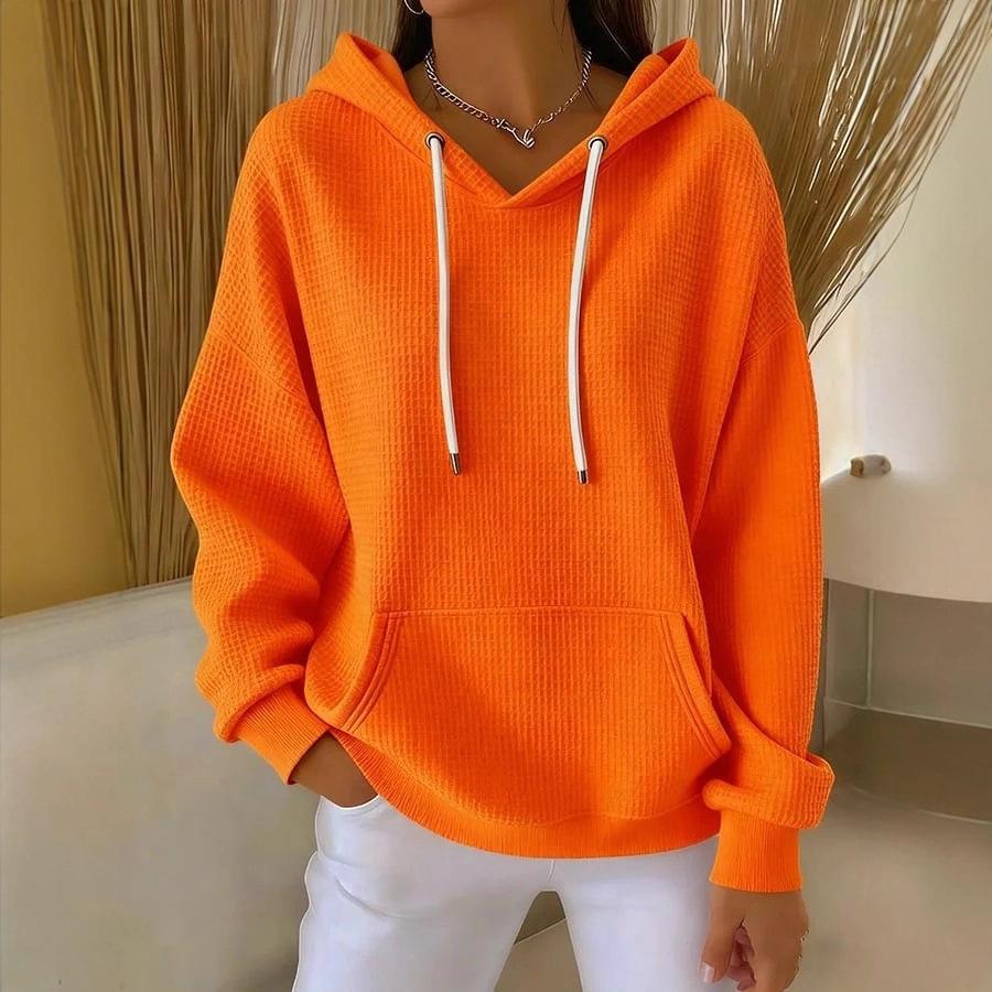 Women S Solid Color Hooded Long Sleeve Casual Sweatshirt