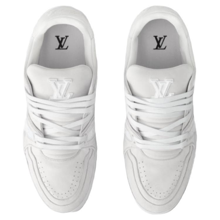 LOUIS VUITTON Trainer 2025 Spring Men's Collection Cow Leather Low top Skateboard Shoes Unisex White 1ADER9