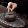 250ml Coarse Pottery Teapot Japanese Style Gold-Plated Iron Glaze Right Handle Teapot