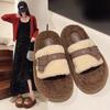 2024 Новые шерстяные тапочки на толстой подошве для женщин, осенняя и зимняя одежда, удобные тапочки, обувь Senior Sense Belt Buckle Shoes для женщин
