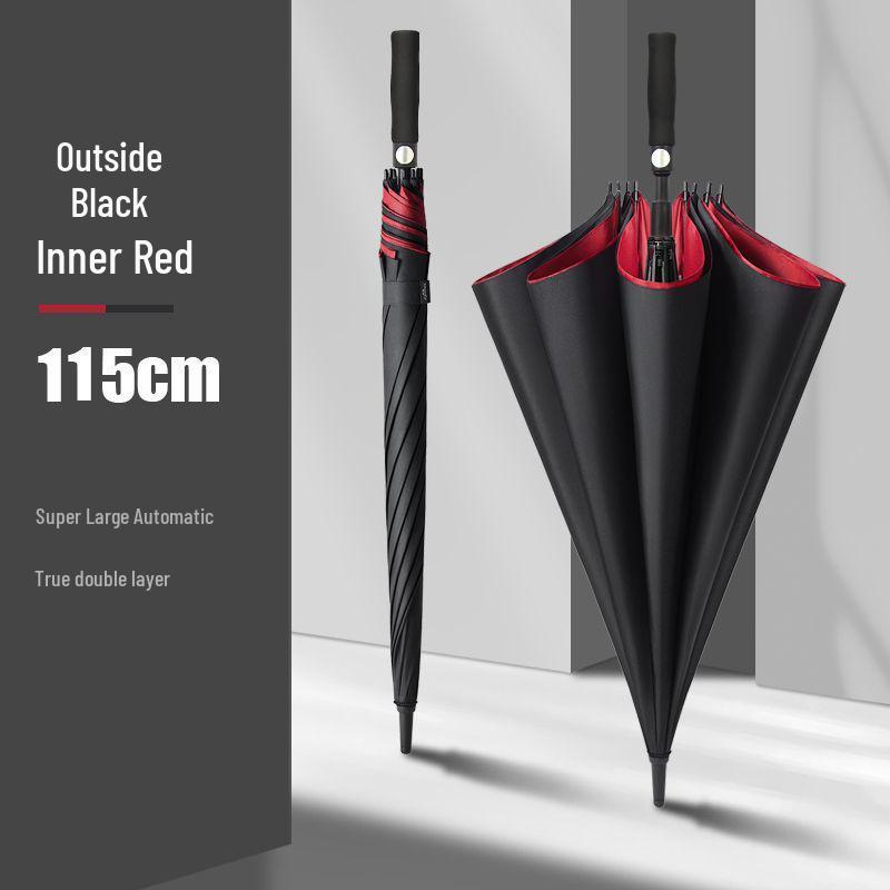 Мужской очень большой двухслойный зонт с длинной усиленной ручкой для двух или трех человек, штормоустойчивый и прочный.