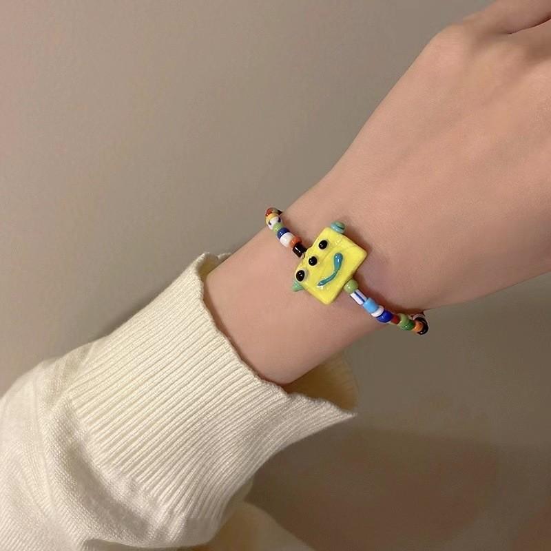 Dopamine Fashionable Summer Rainbow Beaded Flower Bracelet For Women Trendy Gift Jewelry