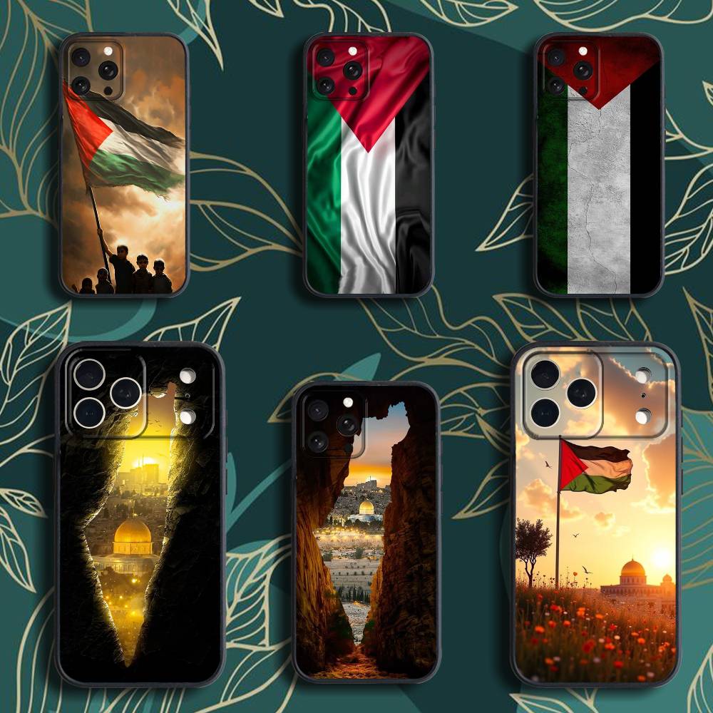 P-Palestine-s F-Flag M-MAP Phone Case For iPhone 17,16,15,14,13,12,Pro,Max,Plus,E,SE4,Air,Mini Black Soft Box