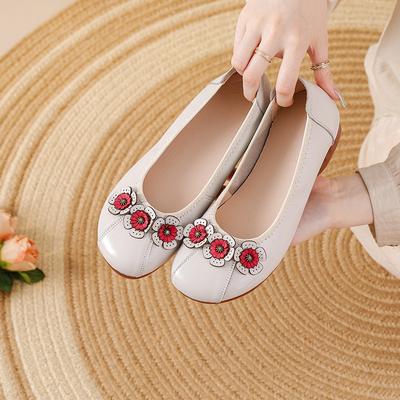 Кожаные туфли на мягкой подошве, весенне-осенние, на плоской подошве, женские, ретро, нескользящие, одинарные туфли для среднего возраста