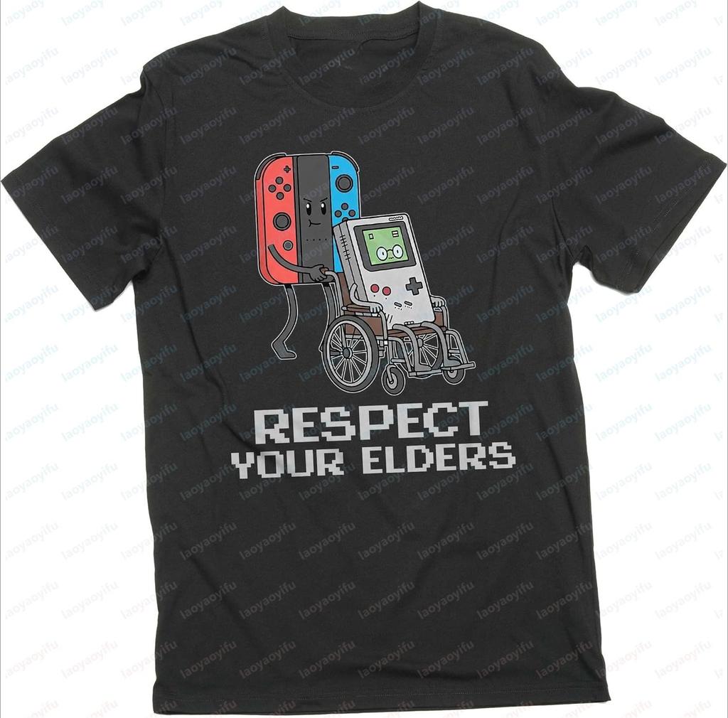 Funny Classic Gamer Video Game Print Unisex TShirt Summer Short Sleeve Fashion Respect Your Elders Casual Urban Street Style Tops