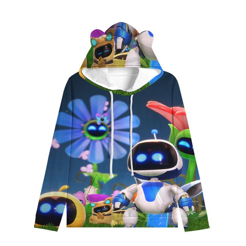 Толстовка с капюшоном «Кошачьи ушки» в стиле астронавта, уличная одежда для детей, пуловер с ушками в космическом стиле, мягкая унисекс-верхняя одежда для малышей