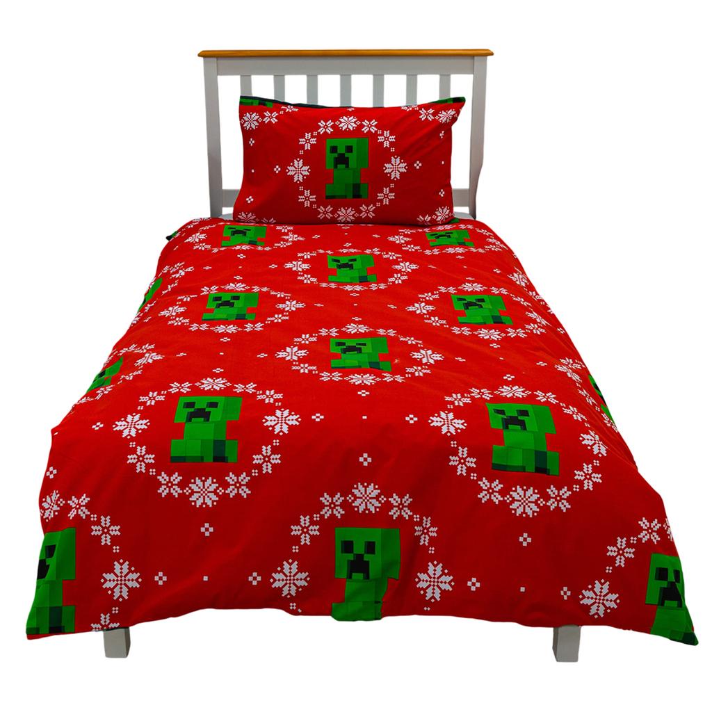 Minecraft Pixel Christmas Reversible Duvet Set