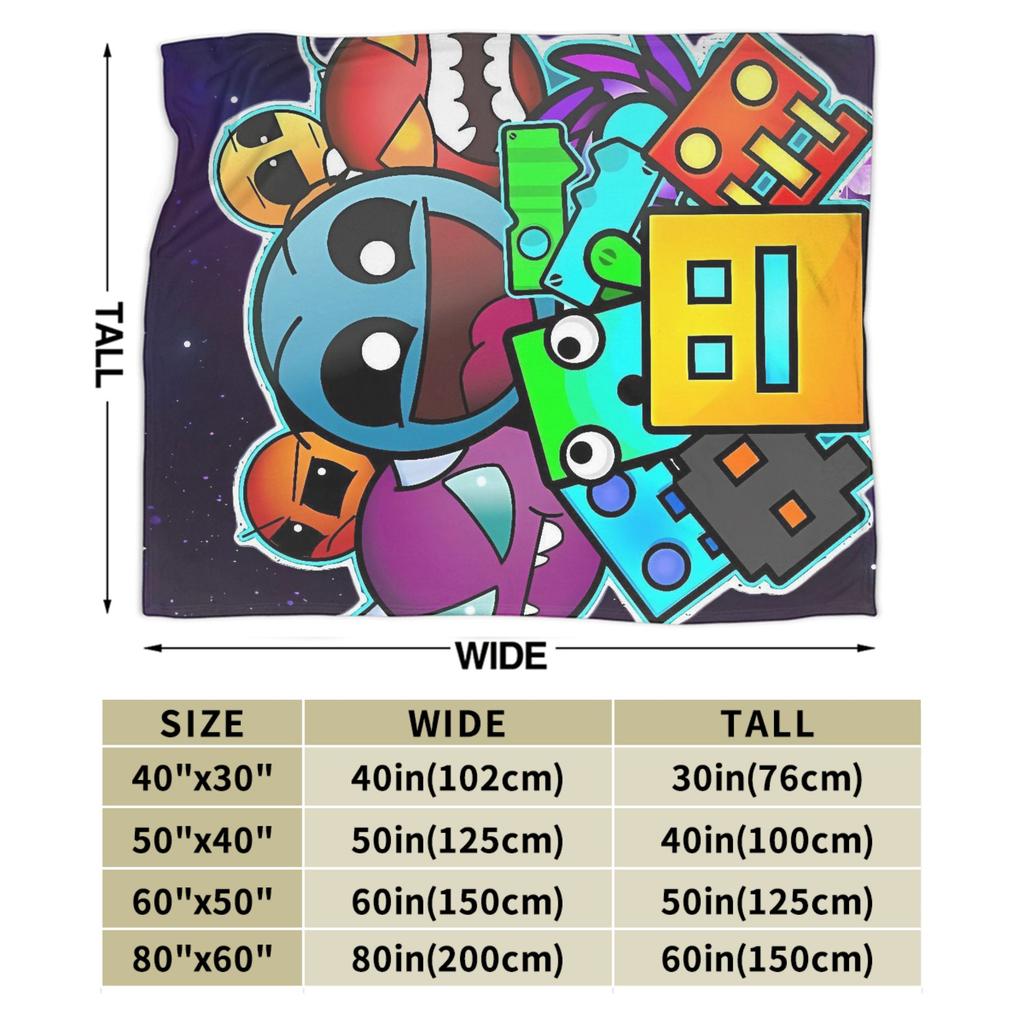 Warm BlanketStudents Camping Geometry Dash Gaming Game Throw Blanket  Flannel Bedspread For Couch Bed Funny Sofa Bed Cover