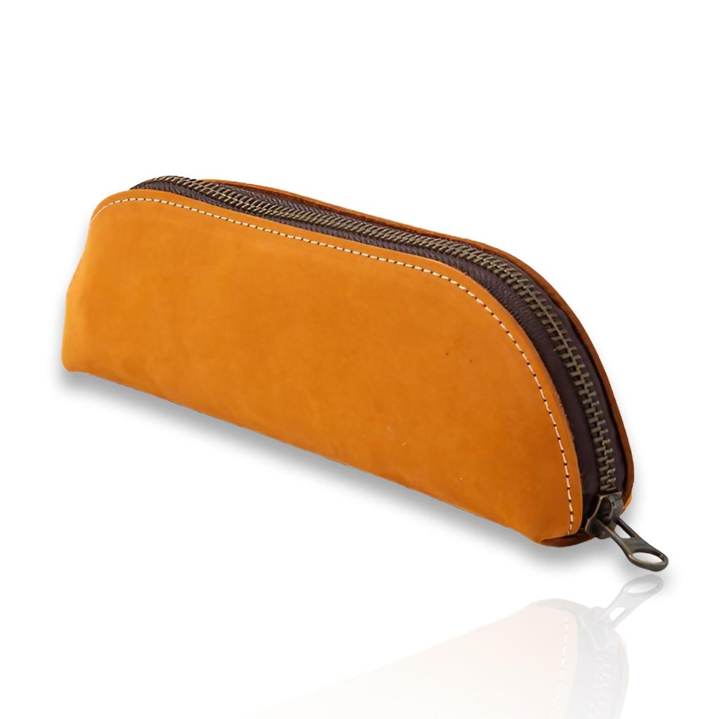 Kameto Bag Manufacturing Slim Leather Pencil Case with Large Simple Design for Adults Entirely from the Outermost Surface of Cowhide Stylish Leather