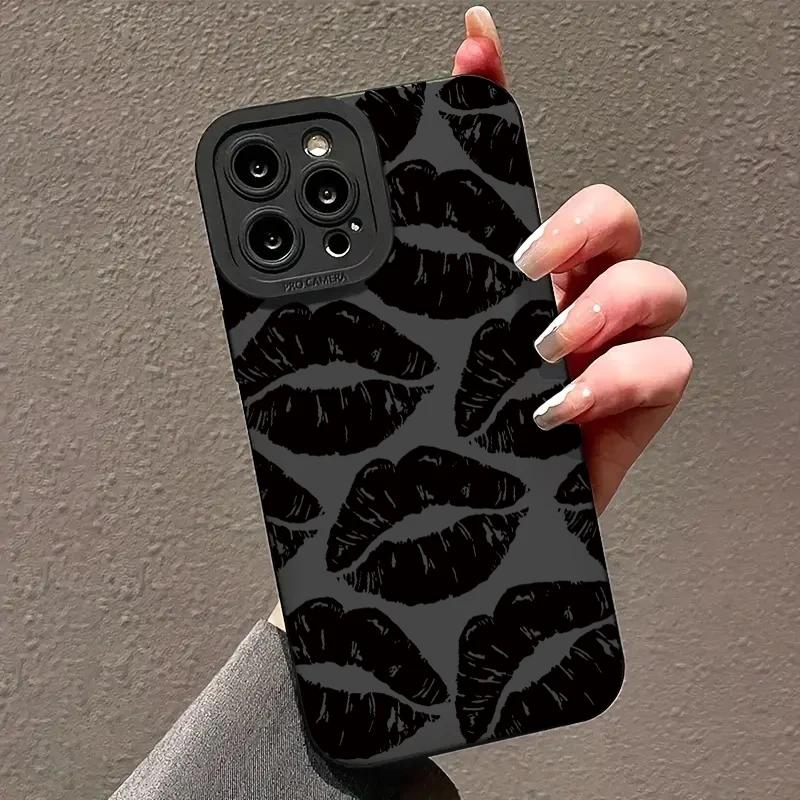 Модный чехол для телефона с принтом губ для iPhone 16 15 14 13 12 11 Pro Max Plus, противоударный силиконовый бампер, задняя крышка
