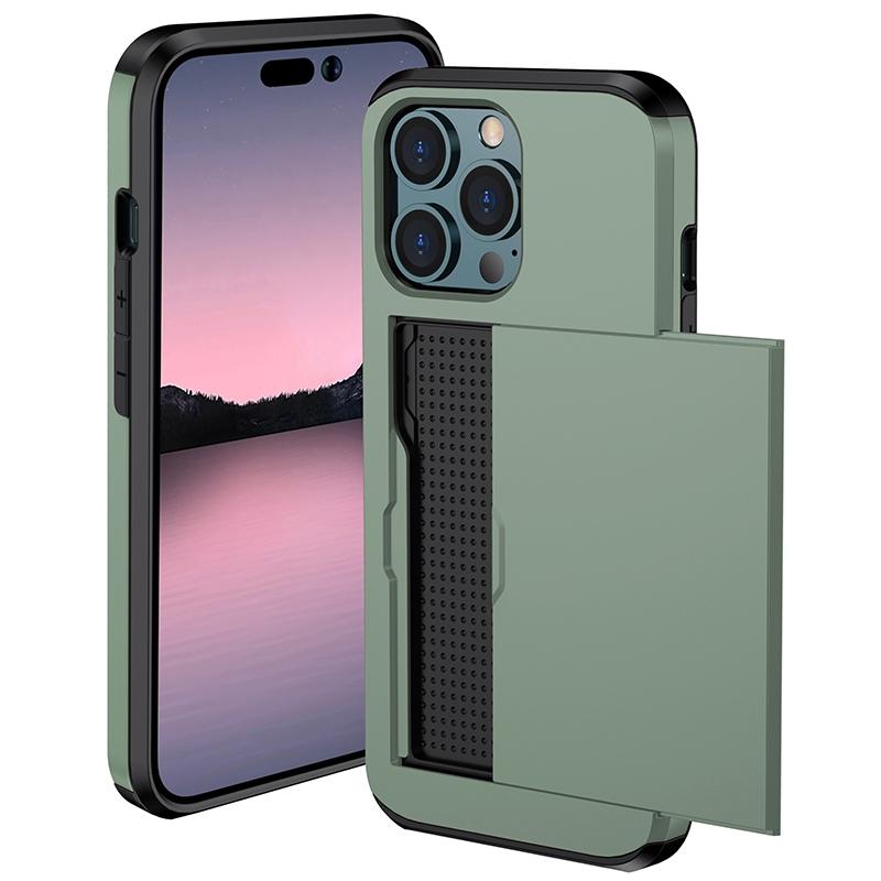 Ударопрочный тяжелый жесткий чехол с отделением для карт для iPhone 16 Pro Max 15 Pro Max 14 Pro Max