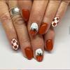 Набор из 24 накладных ногтей с тыквой и клеткой на Хэллоуин — глянцевые короткие овальные накладные ногти с полным покрытием в ярких оранжевых и белых тонах для женщин и девочек