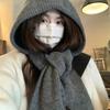 Winter Integrated Hat and Scarf for Women Connected Hooded Shawl Balaclava Extended Knitted Hat