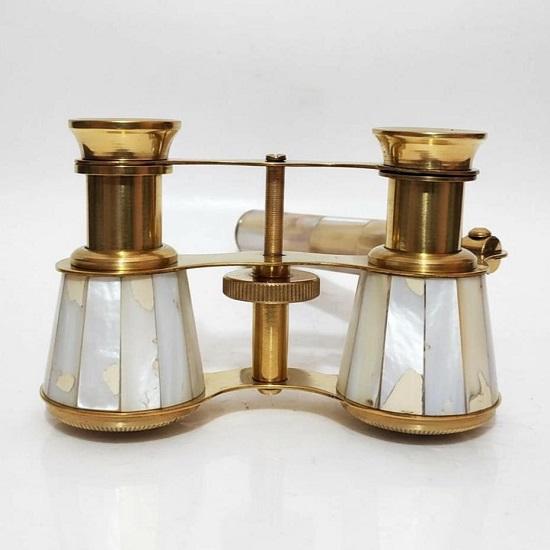 Brass Opera Glasses with Mother of Pearl Inlay