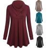 Women's Solid Color Button Long Sleeved T-shirt Loose Pullover Top