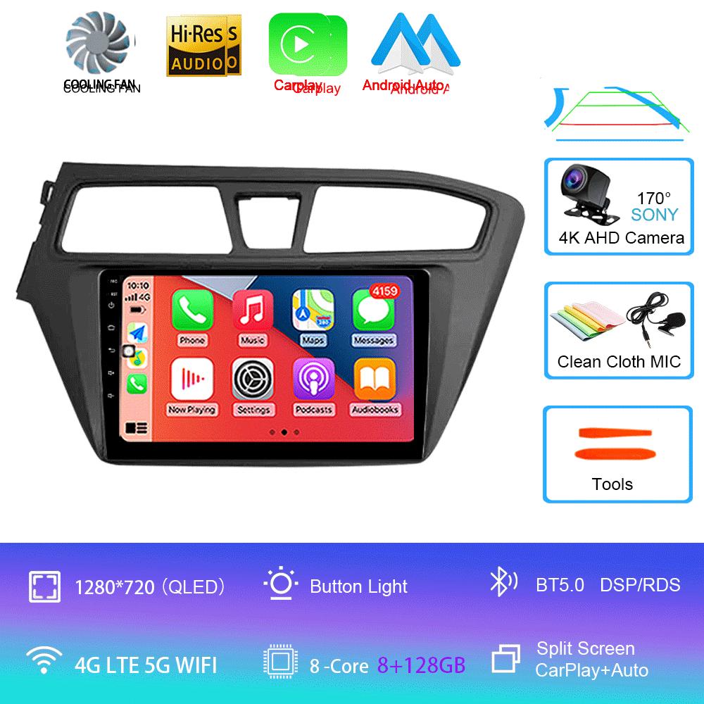 Android 14 WIFI+4G Автомагнитола для Hyundai I20 LHD 2015 2016 2017 2018 Стерео GPS Carplay Auto Мультимедийный Видеоплеер 360 Камера