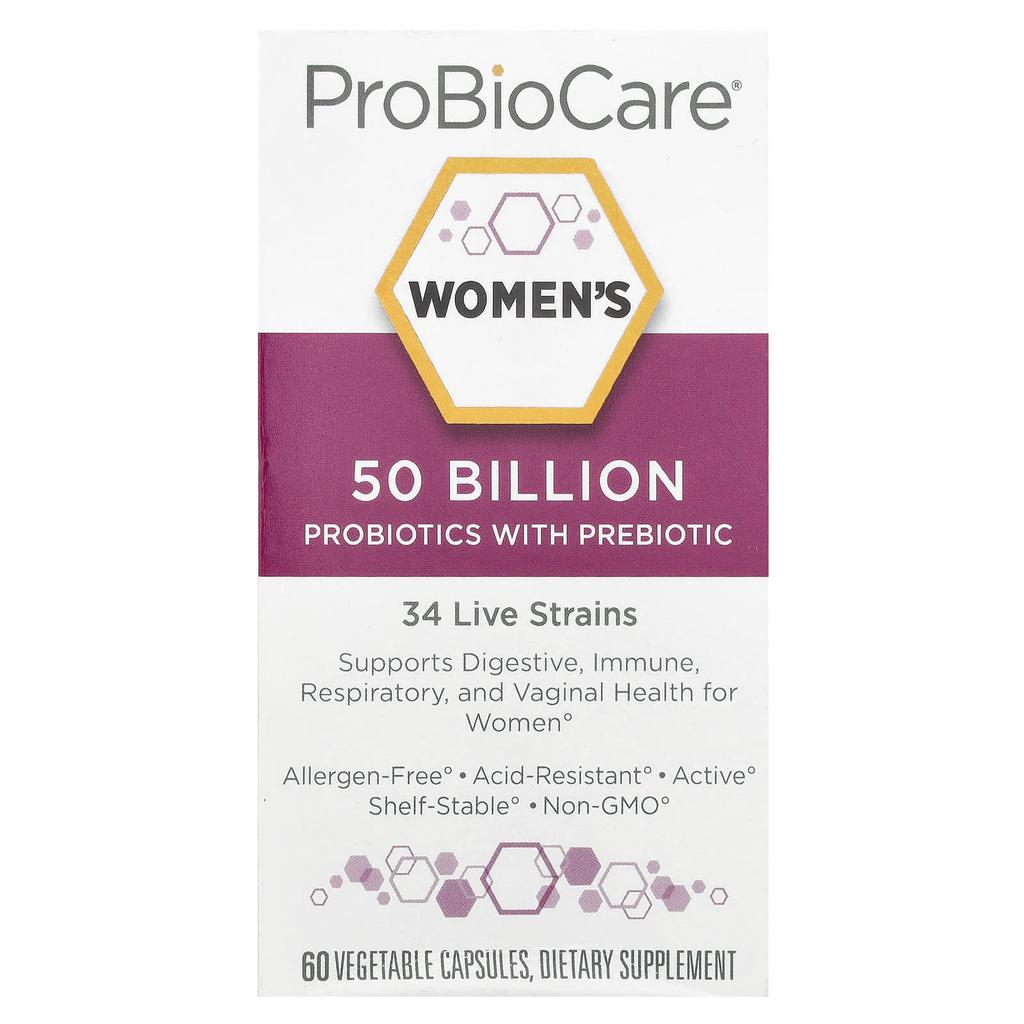 ProBioCare, Probiotic for Women, Containing Prebiotics, 50 Billion, 60 Veggie Capsules
